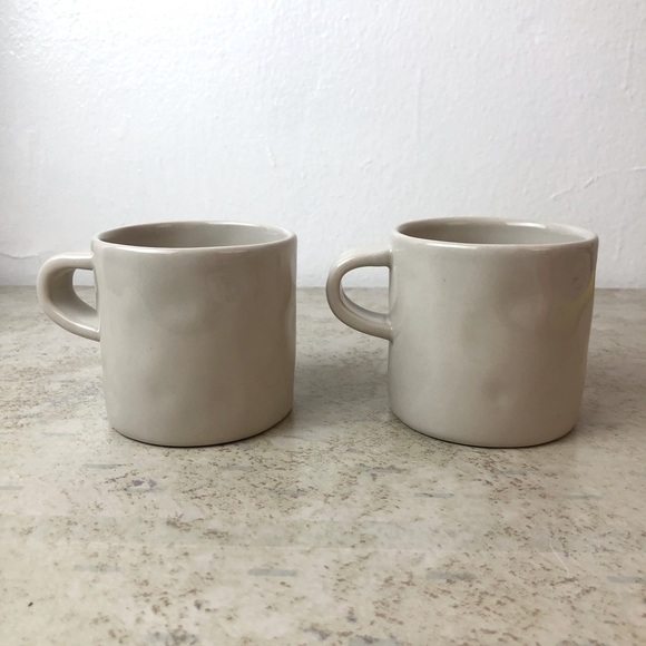 Rae Dunn by MangetaType Print Peace & Wisdom Set 2 Mugs Beige - Picture 2 of 8